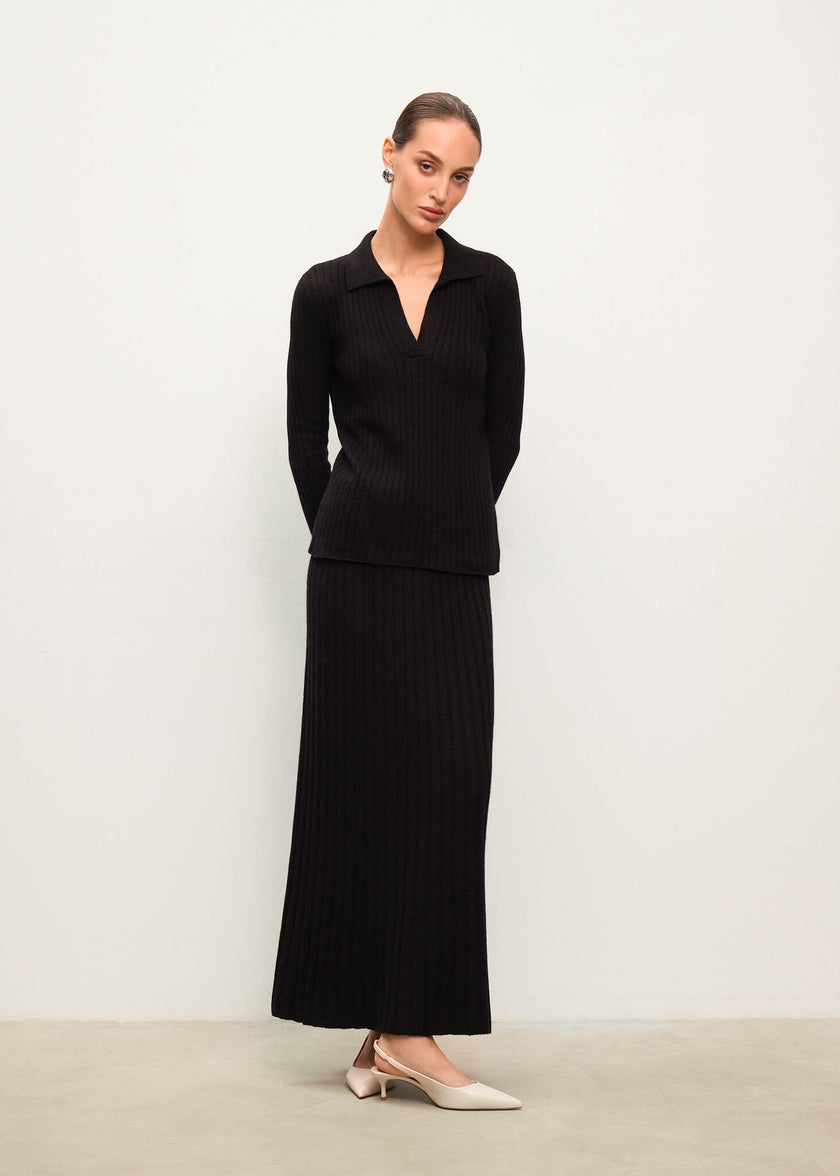 KIRA polo jumper, black