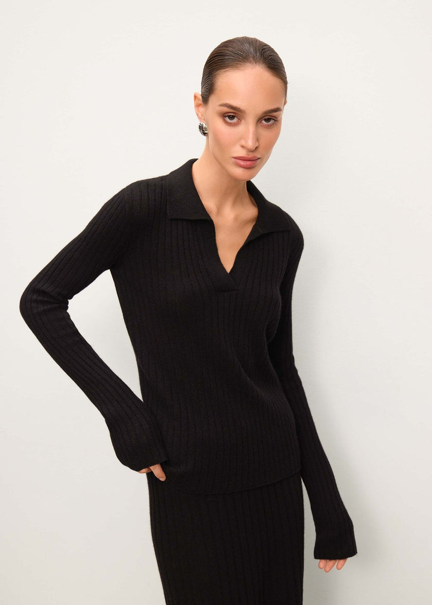 KIRA polo jumper, black