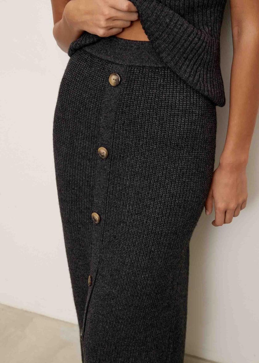 TATUM buttoned skirt, anthracite