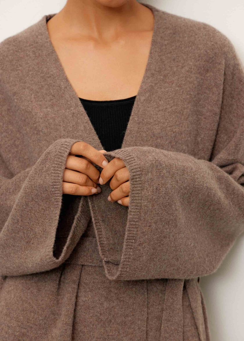 AMARA knitted coat, mocha