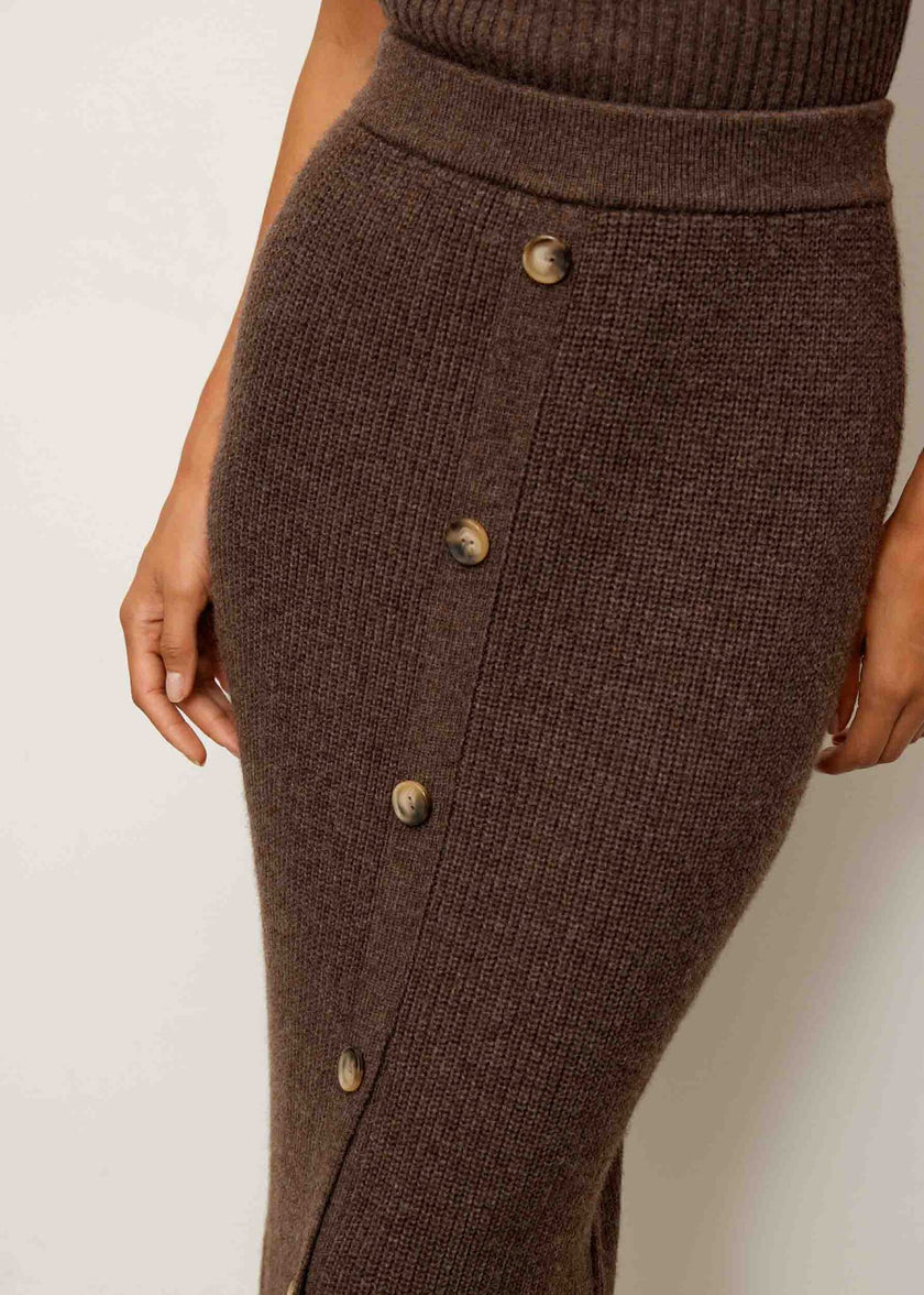 TATUM buttoned skirt, chocolate