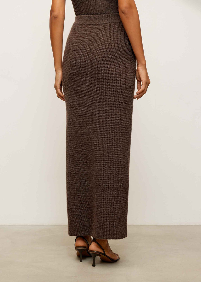 TATUM buttoned skirt, chocolate
