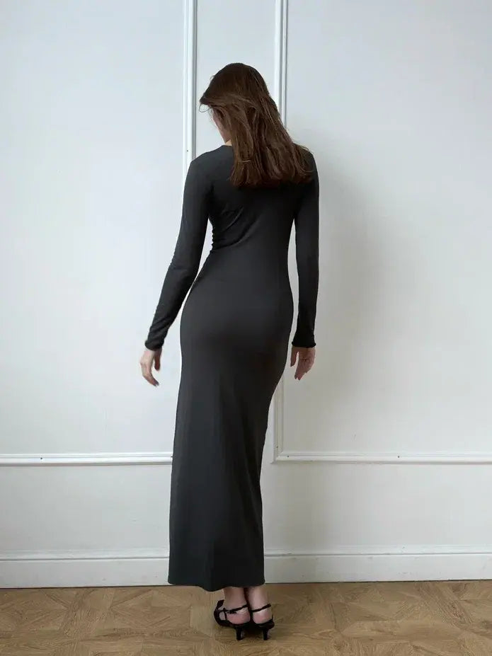 ERIKA dress with long sleeves, graphite