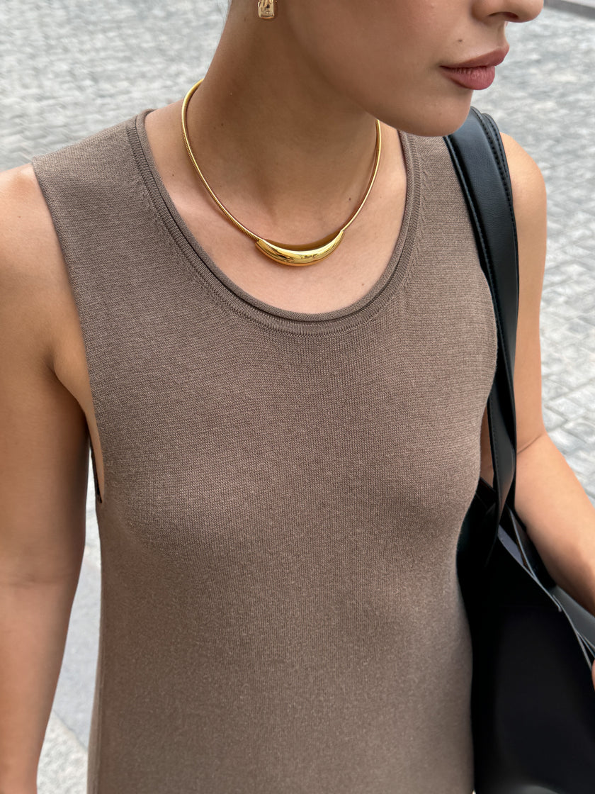 NARINA round neck dress, warm gray