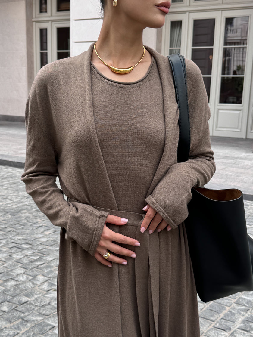 NARINA cardigan, warm gray