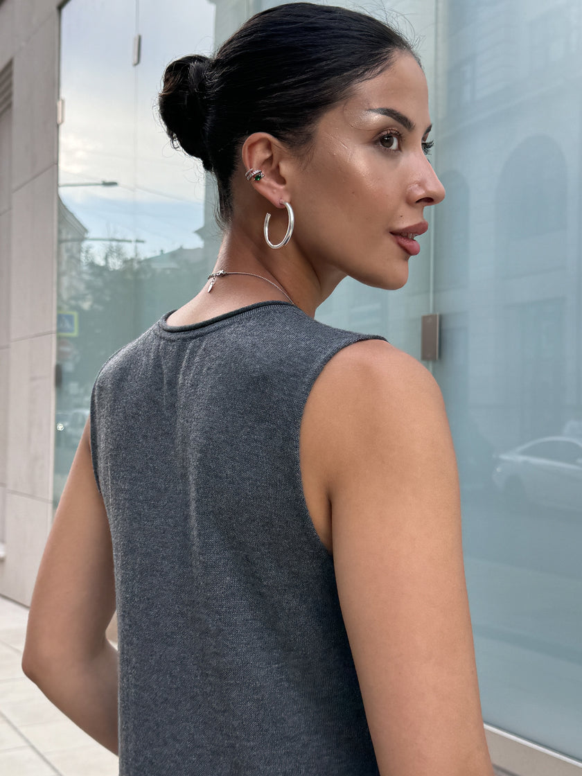 NARINA round neck dress, gray melange