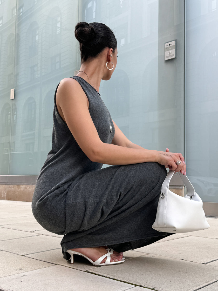 NARINA round neck dress, gray melange