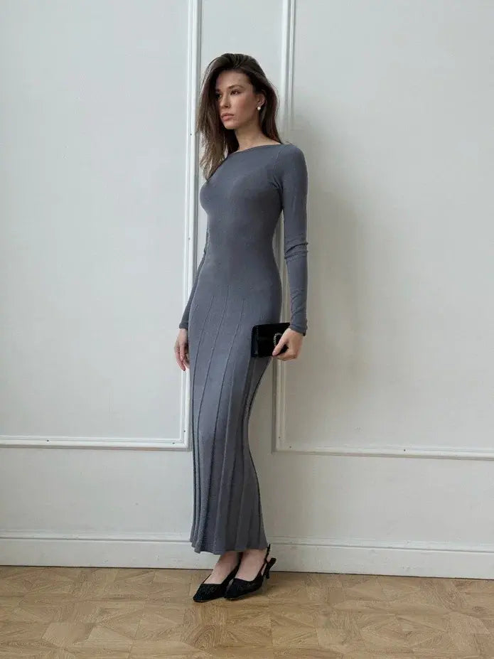 ERIKA dress with long sleeves, graphite