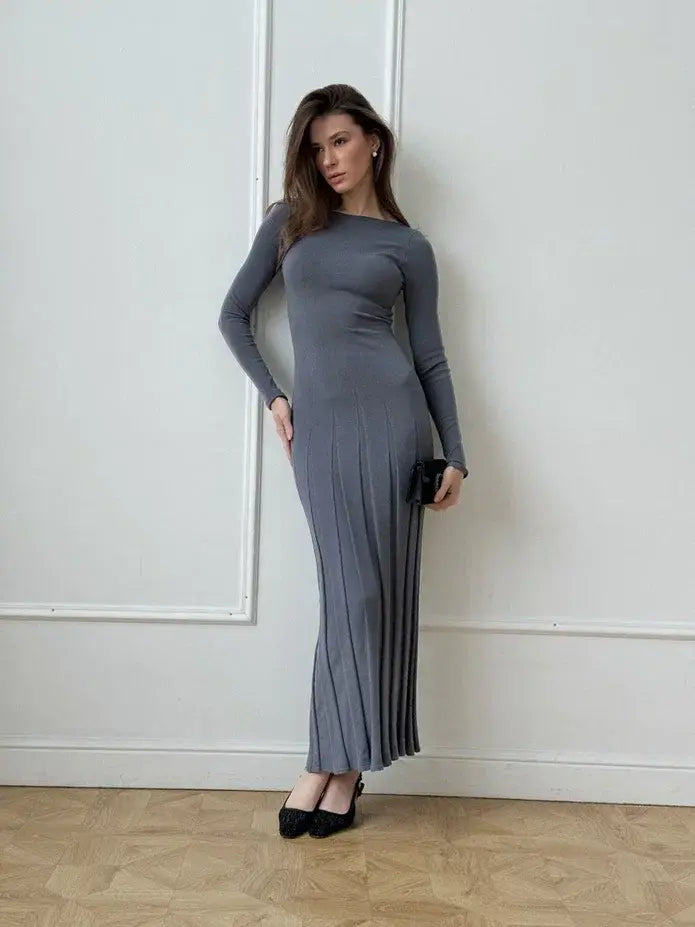 ERIKA dress with long sleeves, graphite