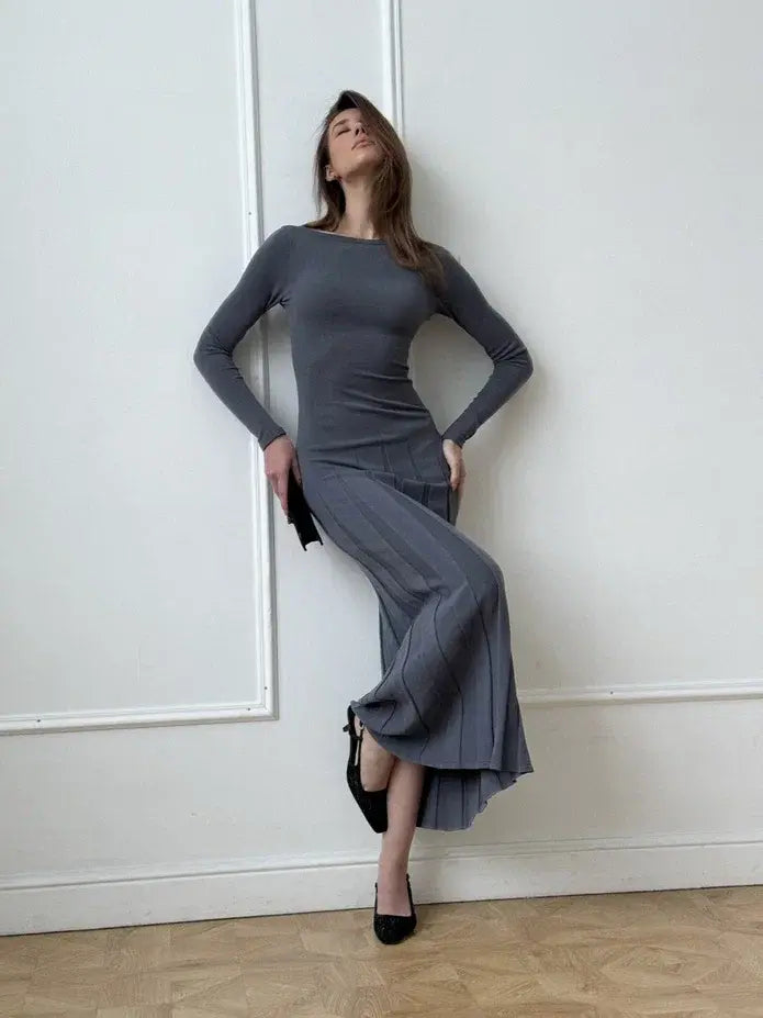 ERIKA dress with long sleeves, graphite