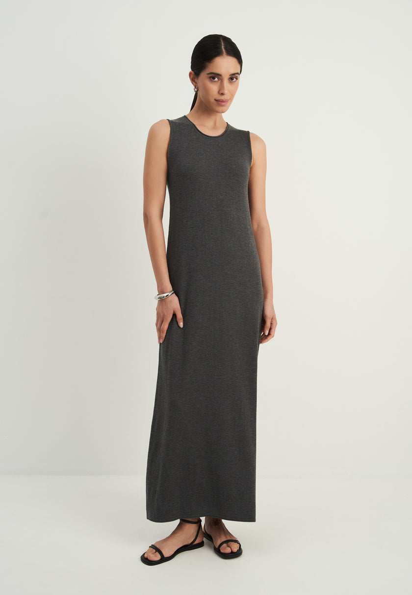 NARINA round neck dress, gray melange