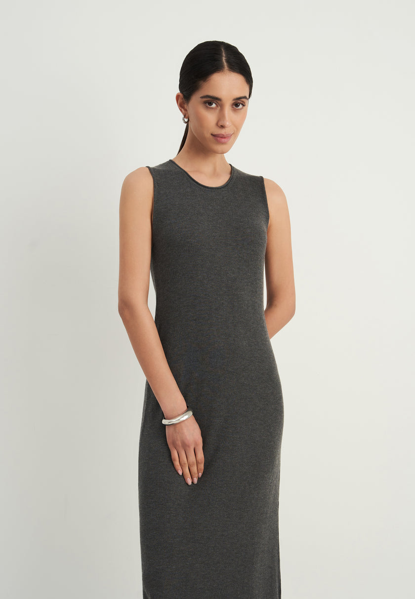 NARINA round neck dress, gray melange