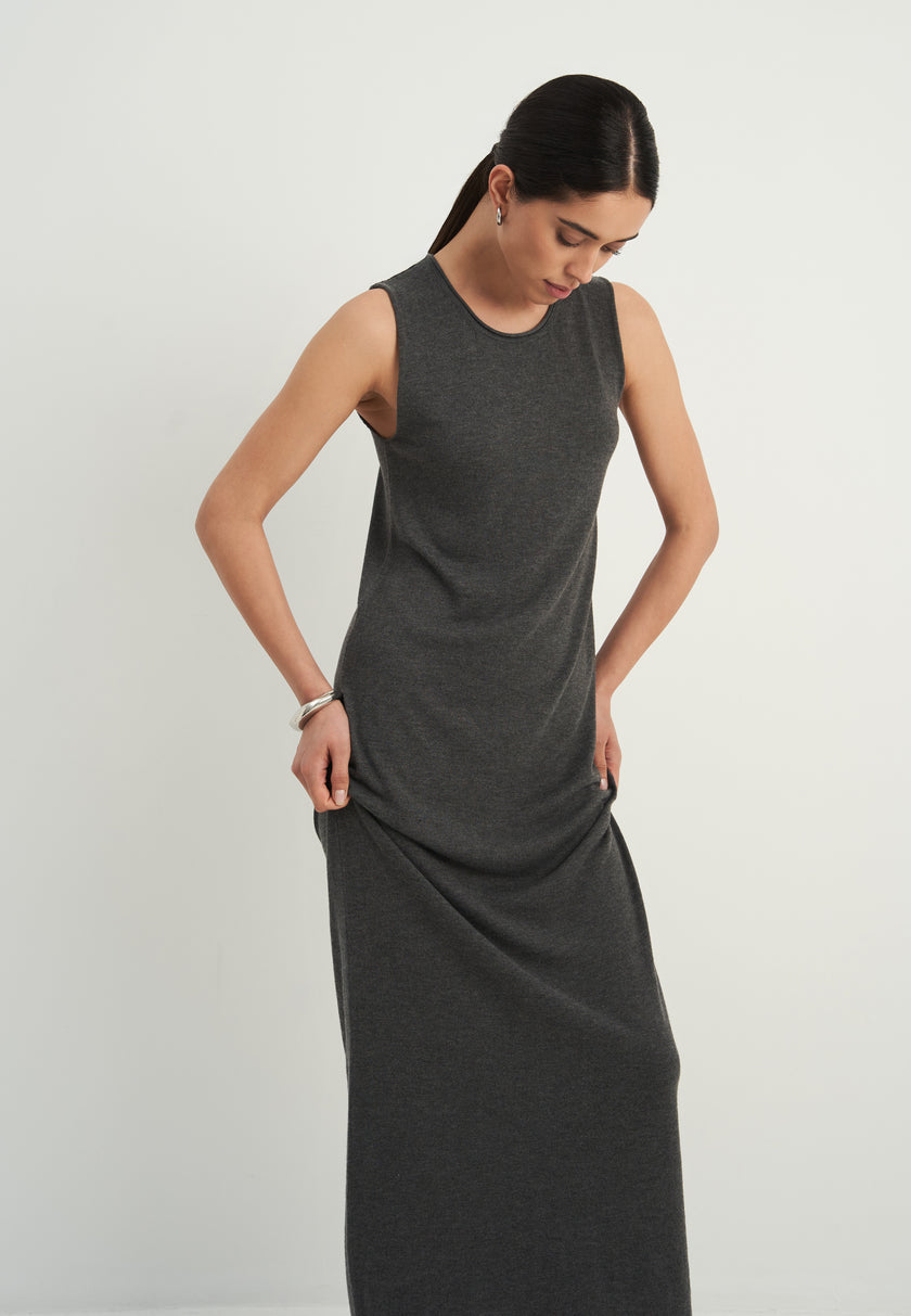 NARINA round neck dress, gray melange
