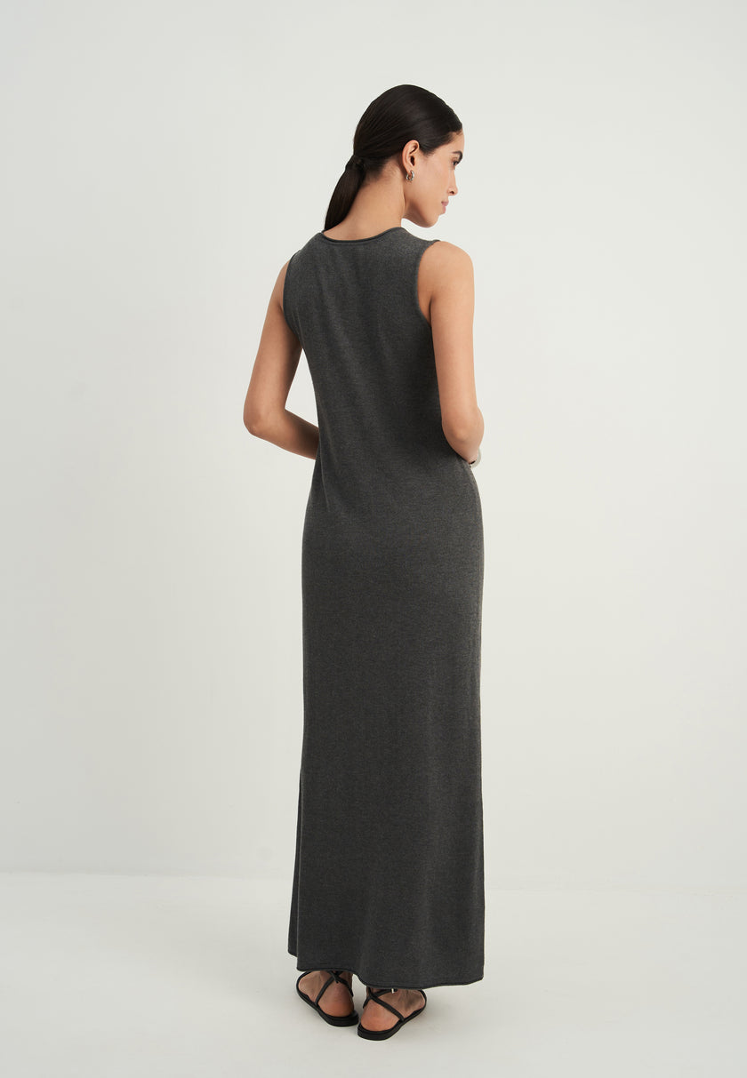 NARINA round neck dress, gray melange