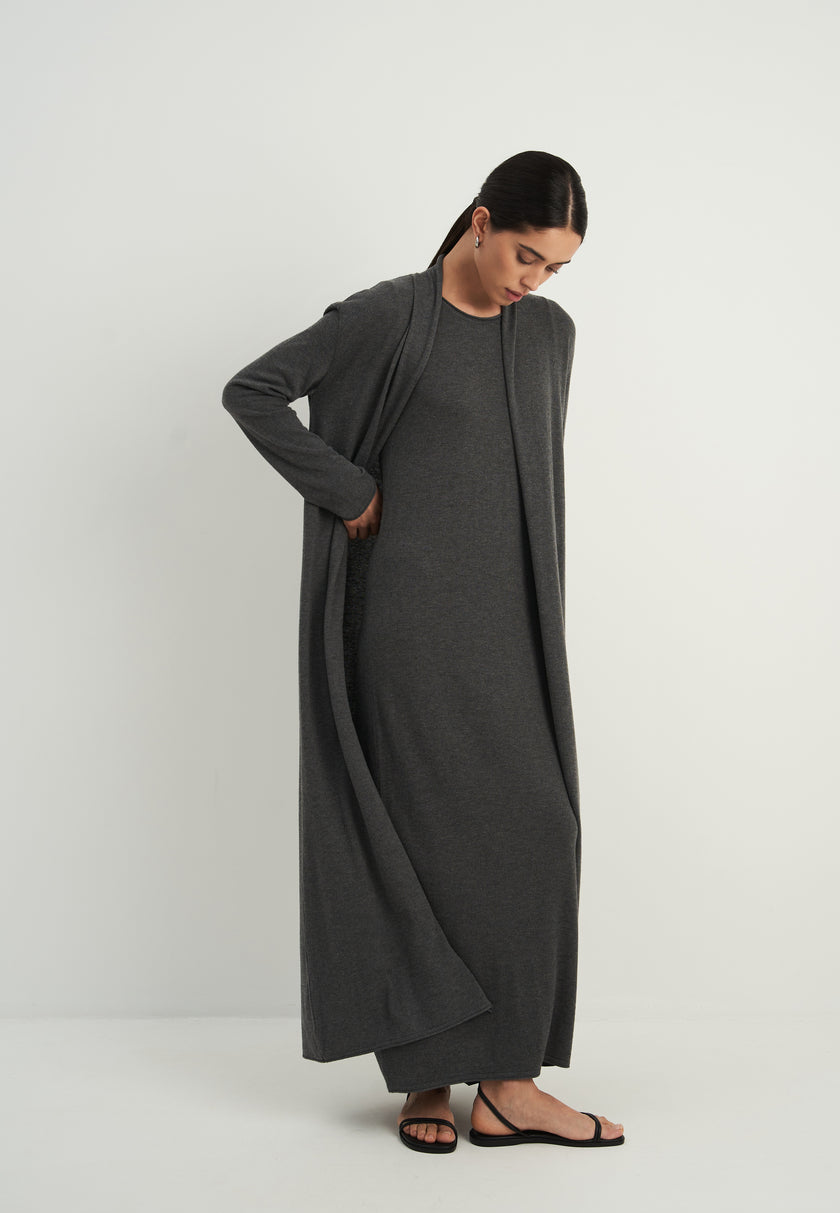 NARINA round neck dress, gray melange