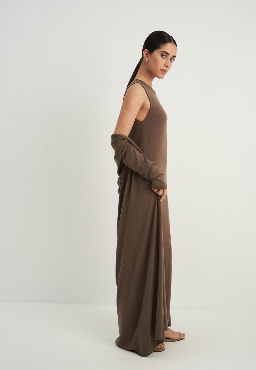 NARINA round neck dress, warm gray