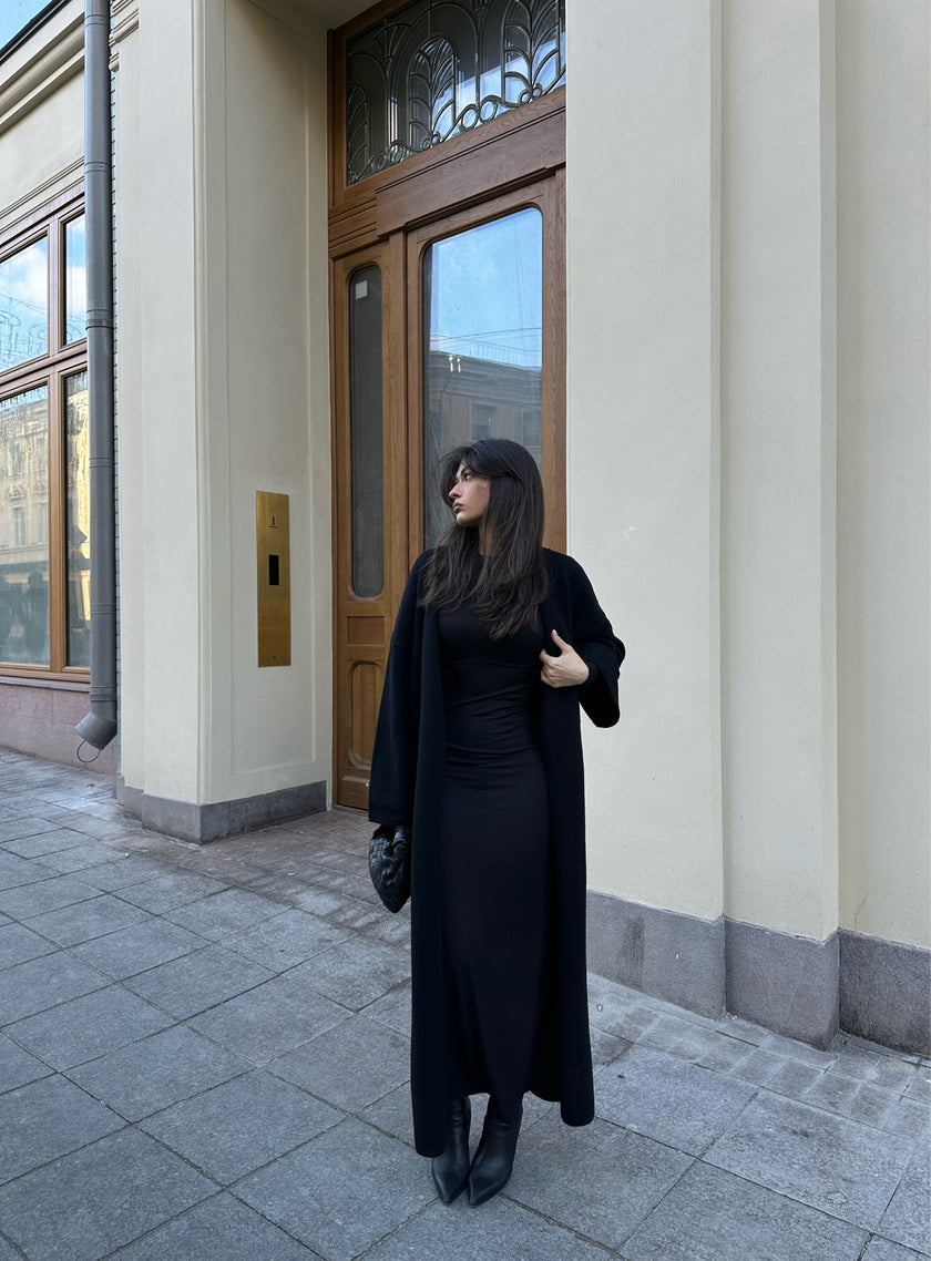 AMARA knitted coat, black