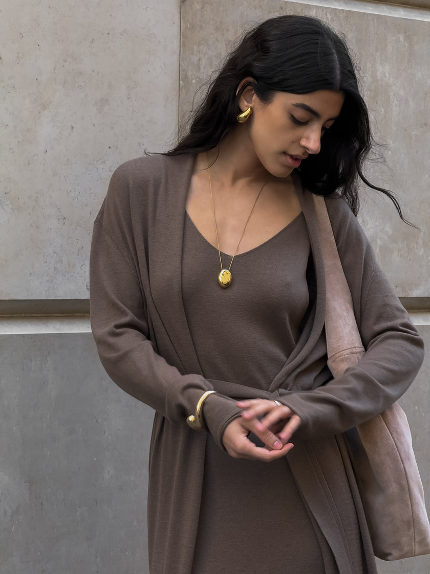 NARINA cardigan, warm gray