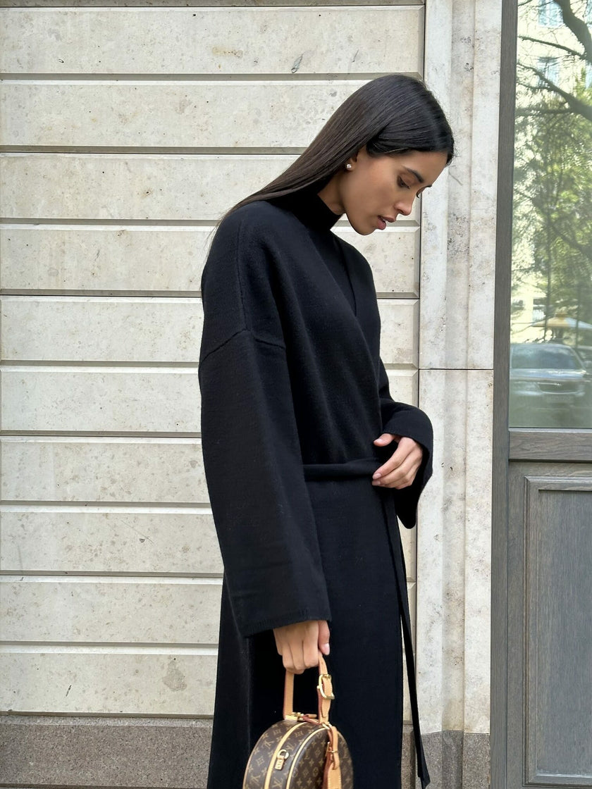 AMARA knitted coat, black