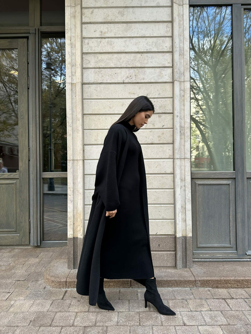 AMARA knitted coat, black