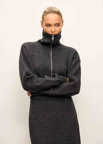 TATUM cropped zip bomber, anthracite