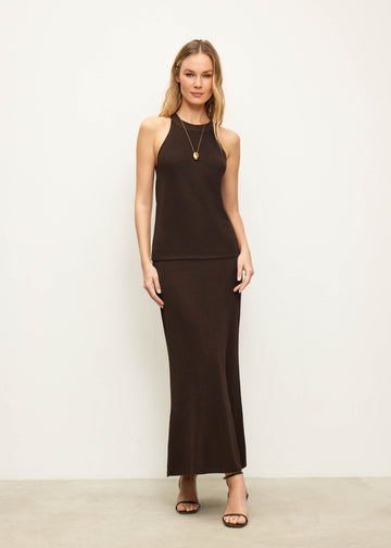 KHAYAL top with open shoulders, dark chocolate