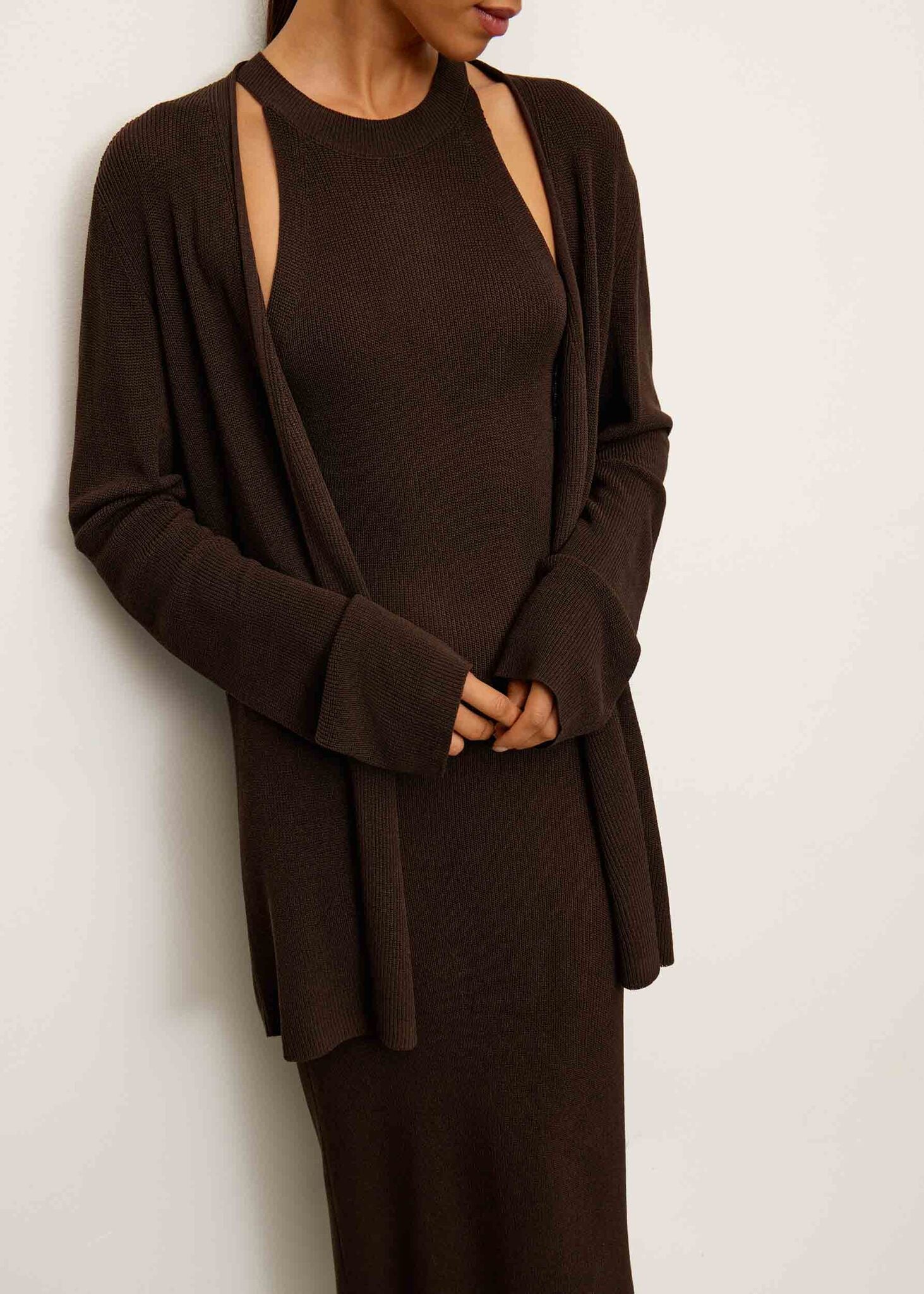 KHAYAL cardigan, dark chocolate
