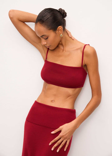 MOLLY bandeau top in merino wool, burgundy