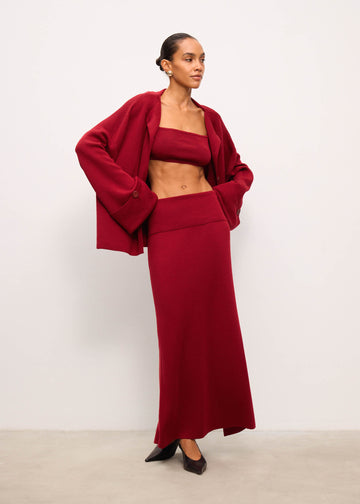 MOLLY oversized cardigan with turn-up sleeves, burgundy