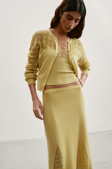 MARY openwork cardigan, anise