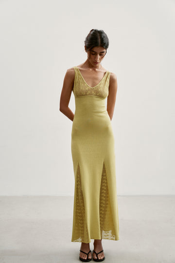 MARY lace open-back dress, anise