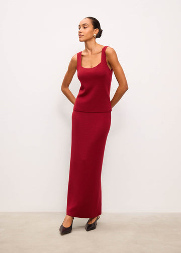 MOLLY no-peplum midi skirt, burgundy