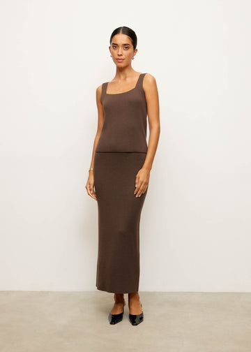 MOLLY no-peplum midi skirt, chocolate