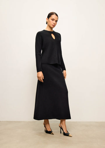 ALESSANDRA cutout neck jumper, black