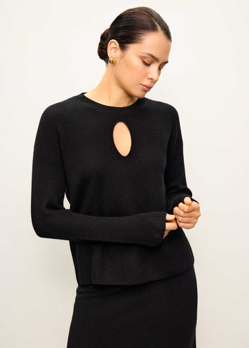 ALESSANDRA cutout neck jumper, black