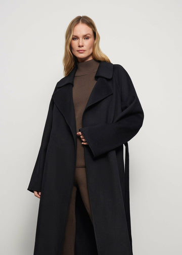 MARNI wrap coat with belt, black