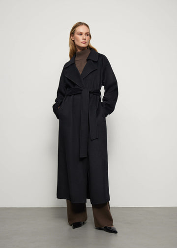 MARNI wrap coat with belt, black