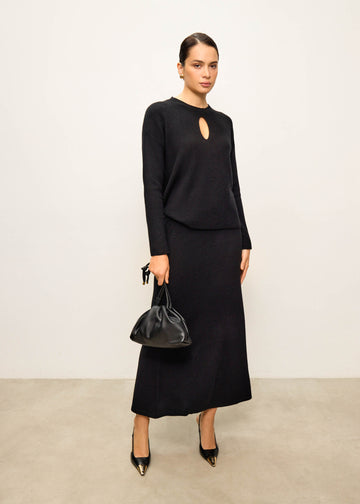 ALESSANDRA wool cashmere skirt, black