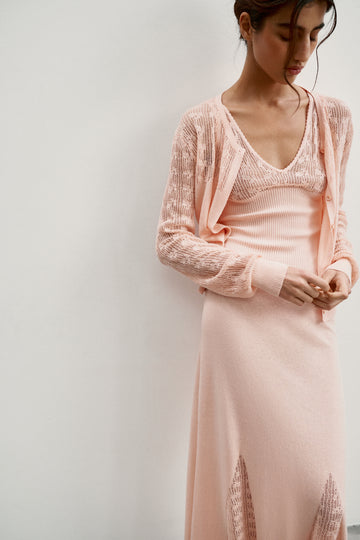 MARY openwork cardigan, peach