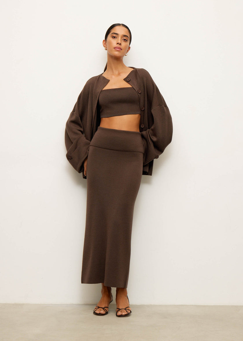 MOLLY peplum skirt, chocolate