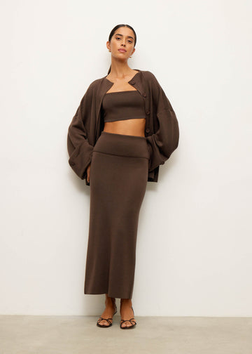MOLLY bandeau top in merino wool, chocolate