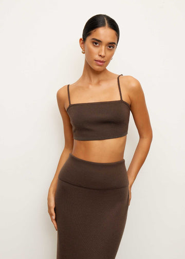 MOLLY bandeau top in merino wool, chocolate