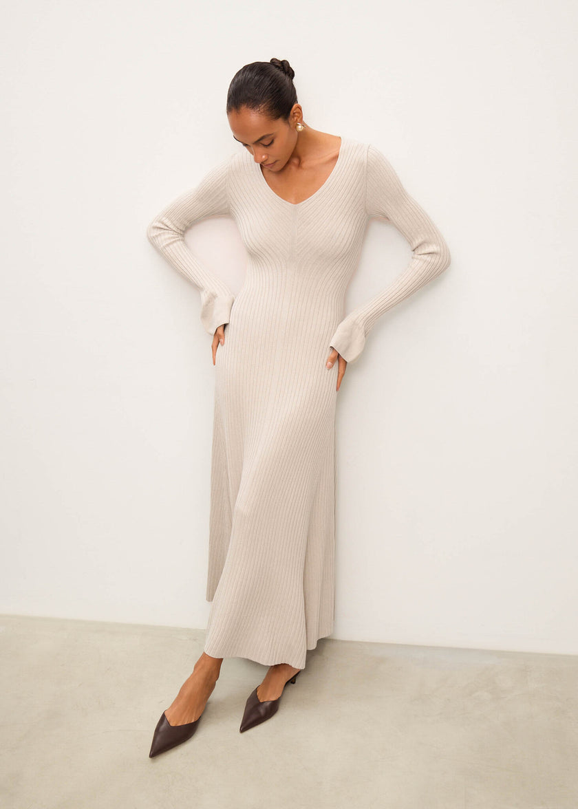 NORA long sleeve dress, latte