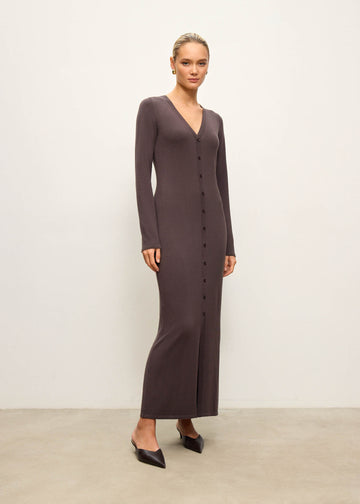 SARA button-front dress, ardesia
