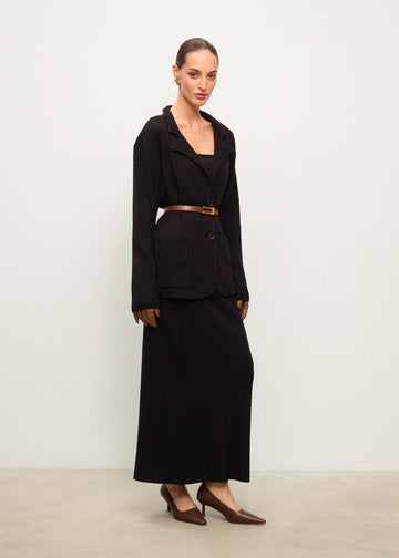 RIVERA cable knit wool skirt, black