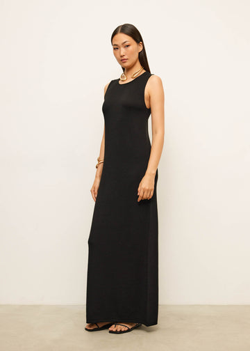 NARINA round-neck cashmere-blend dress, black