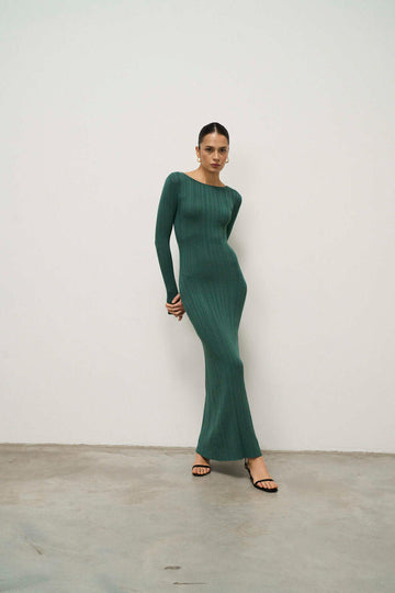 COTY ribbed knit dress, emerald