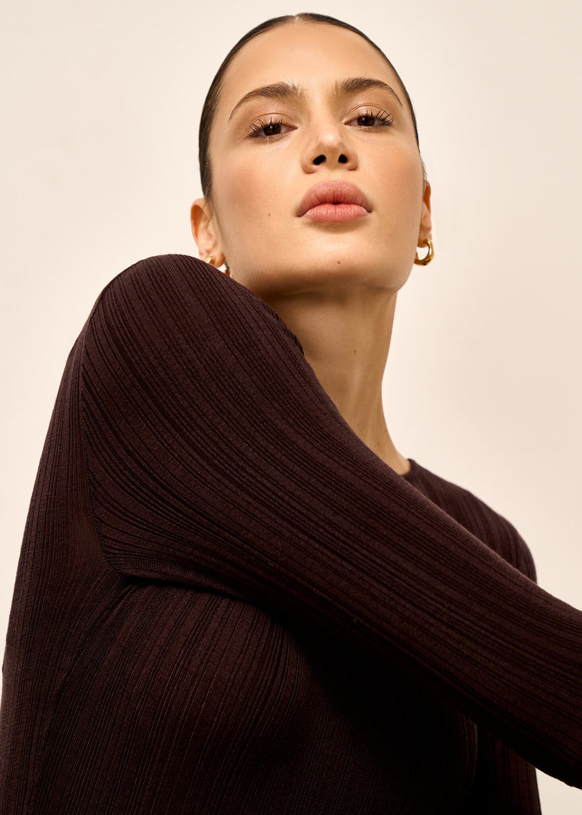 COTY dress, dark chocolate