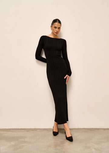 COTY ribbed knit dress, black