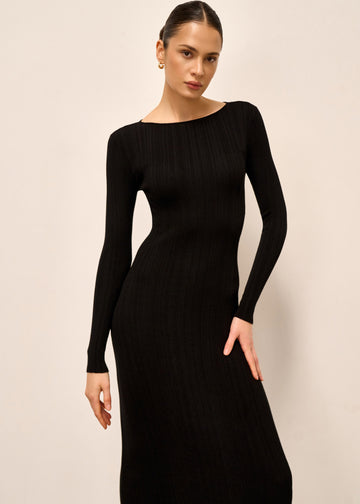 COTY ribbed knit dress, black